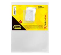 Idena 376003 - Pochettes transparentes, en film PP, grainées, ouverture en haut et à droite, indélébiles, épaisseur du film 0,09 mm DIN4, 100 pièces, grainées