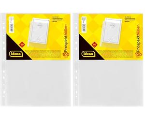 Idena 376010 - Pochettes format DIN A4, indélébiles, transparentes, 60µ, 100 pièces (Lot de 2)