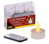 Idena 38204 - Bougies chauffe-plat LED, 6 pièces, bougies électriques à lumière vacillante, avec télécommande, piles incluses, décoration pour mariage, fête, Noël, Pâques, comme éclairage d'ambiance