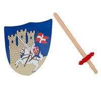 Idena 40032 - Kit de jeu pour enfants - Bouclier de protection et épée en bois - Accessoire de costume de chevalier pour carnaval et fêtes à thème