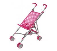 Idena 40068 - Poussette pliable pour poupée, housse rose avec un joli motif à pois, hauteur de poussée environ 55 cm