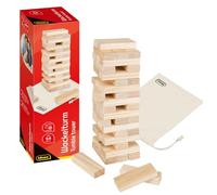 Idena 40087 - Wackelturm Jeu en Bois, Jeu d'adresse avec 54 Briques et Sac de Rangement, Grande Tour à empiler d'env. 8 x 8 x 26 cm