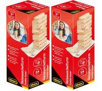 Idena 40088-Jeu de Voyage branlante en Bois, Jeu d'adresse avec 54 Briques et Sac de Rangement, env. 4.8 x 4.8 x 14.4 cm Grande Tour à empiler, 40088 (Lot de 2)