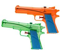 Idena- Lot de 2 Pistolets à Eau en Plastique, Vert et Orange, Environ 18 cm, pour Les Enfants, Parfait pour Les Vacances, la Plage ou la Piscine, 40112