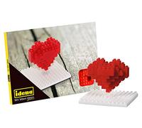 Idena 40153 Carte Postale en Forme de cœur avec kit de modélisme 3D avec 42 Mini Briques Brixies d'origine, Niveau de difficulté 1, Carte de vœux ou Cadeau pour Enfants et Adultes