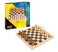 Idena 40174 - Jeu d'échecs Classique et Dame 2 en 1, avec Plateau de Jeu, 32 Figurines d'échecs et 24 Pierres Plates, pour des soirées de Jeu passionnantes Entre Amis et Famille