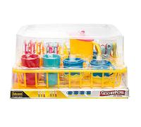 Idena 40185 - Jouet ménager Panier à Vaisselle 25 pièces Accessoires de Cuisine de Jeu avec Assiettes, Tasses, Verres, Couverts et théière pour Enfants pour Jouer et Apprendre des compétences