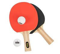Idena 40203 - Set de Tennis de Table 4 pièces pour Joueurs avancés, avec 2 Raquettes de Tennis de Table et 2 balles Blanches 1 étoile, emballé dans Un Sac de Transport