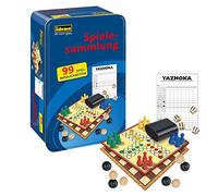 Idena 40216 - Collection de Jeux avec 99 possibilités de Jeu, sur Tinbox, Comprend Plusieurs Jeux de société et dés, Instructions de Jeu, pour 2 à 8 Joueurs à partir de 6 Ans