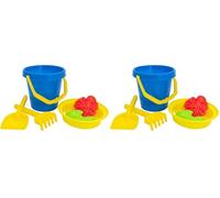 Idena 40241 - Set de Jouets de Sable 6 pièces avec Seau, Tamis, 2 Petits moules, râteau et Petite Pelle, différentes Variantes de Couleurs (Lot de 2)