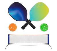 Idena 40253 - Set pickleball avec 2 raquettes paddle, filet avec support (302 x 80 cm), balle indoor et balle outdoor