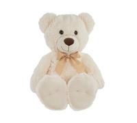 Idena 40254 - Ours en Peluche avec Fourrure Douillette en crème et nœud Beige, Animal en Peluche pour bébés & Enfants, env. 38 cm