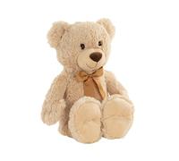 Idena 40255 - Ours en Peluche avec Fourrure Douillette en Beige et nœud doré, Animal en Peluche pour bébés & Enfants, env. 38 cm