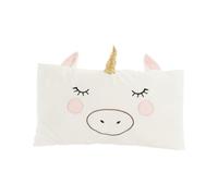 Idena 40258 - Coussin Douillet Licorne, Coussin décoratif Douillet avec Corne dorée, Oreilles et Visage, Coussin pour bébés & Enfants, env. 45 cm, White
