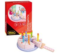 Idena 40262 - Gâteau d'anniversaire en Bois, gâteau d'anniversaire pour Cuisine de Jeu et Magasin, pour Enfants à partir de 2 Ans, Dimensions env. 15 x 15 x 8,5 cm
