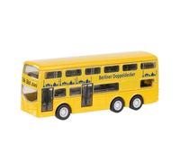 Idena 40329 - Bus à impériale berlinois Jaune, env. 13 x 10 x 4 cm, modèle réduit en métal avec Roue Libre, comme voiturette, Souvenir ou Objet de Collection