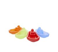 Idena 40332 - Lot de 4 bateaux flottants avec trous de pulvérisation - Couleurs vives - Jouet de bain pour enfants à partir de 18 mois - Convient pour baignoire, piscine et bac à sable