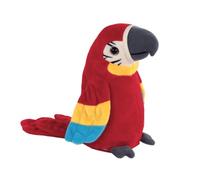 Idena 40358 - Bavardage Perroquet en Rouge, env. 17 cm, Peluche Qui répète Tout d'une Voix Amusante en bougeant Les Ailes, Fonctionne à Piles