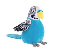 Idena 40359 - Bavardage Perruche en Bleu, env. 18 cm, Peluche répète Tout d'une Voix Amusante Tout en bougeant Les Ailes, Fonctionne à Piles