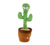 Idena 40366 - Cactus Babillard avec lumière, env. 33 cm, Peluche Qui répète Tout d'une Voix Amusante et Qui Bouge, Fonctionne à Piles