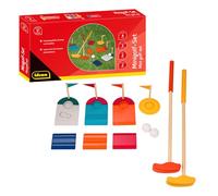Idena 40383 - Set de minigolf en Bois, Set de Golf de 11 pièces Contient 2 Clubs, 2 balles de Golf, 3 Obstacles et 4 Trous avec fanions, intérieur et extérieur, pour Enfants à partir de 6 Ans