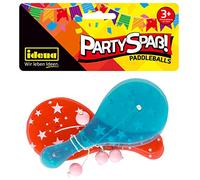 Idena- Lot de 4 Paddle Amusement de fête, avec Raquettes en Plastique Balle Rose-Dimensions : Environ 12,5 x 5,5 cm, 40435, Bleu/Rouge, Small