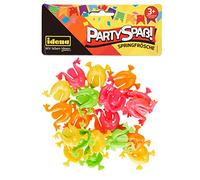 Idena 40436 Partyspaß Lot de 24 Grenouilles sauteuses dans Les Couleurs Vives Jaune, Orange, Rose et Vert, Dimensions : Environ 3 x 3 cm