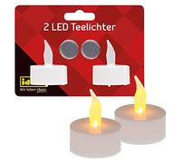 Idena 408982 - Bougies chauffe-plat LED, 2 pièces, bougies électriques avec lumière vacillante, piles incluses, décoration pour mariage, fête, Noël, Pâques, comme lumière d'ambiance