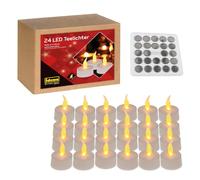 Idena 50023 - Bougies chauffe-plat LED, 24 pièces, bougies électriques avec lumière vacillante, piles incluses, décoration pour mariage, fête, Noël, dans une boîte, Pâques, comme lumière d'ambiance.