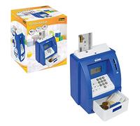 Idena 50060 - Tirelire numérique pour Enfants avec Son, Distributeur de Billets Bleu et Blanc avec Petit écran, Compteur de pièces et Une Carte de crédit protégée par Un Code PIN