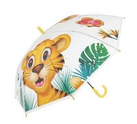 Idena 50114 - Parapluie pour enfants en plastique transparent avec motif tigre, parapluie canne à ouverture manuelle, diamètre 83 cm et longueur env. 66 cm