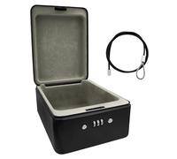 Idena 50119 - Boîte de sécurité en acier, coffre-fort noir avec serrure à combinaison et câble de sécurité, env. 20 x 15 x 6,5 cm