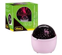 Idena 50143 - Projecteur LED Licorne et Ciel étoilé, s'allume en blanc et rose, projecteur LED Ciel étoilé avec 2 modes, pour l'intérieur, fonctionne sur piles, env. 11,5 x 13 cm