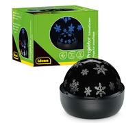 Idena 50146 - Projecteur LED flocons de neige, s'allume en rouge, vert et bleu, projecteur LED ciel étoilé avec 2 modes, pour l'intérieur, fonctionne sur piles, env. 16,2 x 13 cm