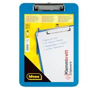 Idena 507051 - Porte-bloc pour DIN A4 mécanisme de serrage nickelé, translucide, bleu