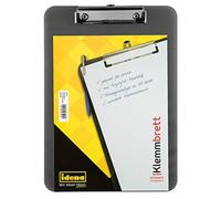 Idena 507052 - Planchette à pince pour DIN A4 mécanisme de serrage nickelé, translucide, noir