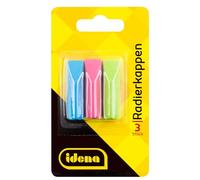 Idena 522227 - Capuchons de gomme, paquet de 3, pour crayons standard, couleurs assorties