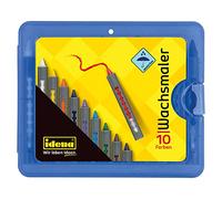 Idena 60040 - Boîte à crayons de cire bleu, avec manchon coulissant, 10 pièces