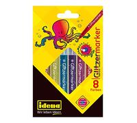 Idena 60053 - Marqueur paillettes, étui de 8, couleurs assorties