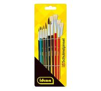 Idena 60103 - Set de pinceaux scolaires, set de 10 pinceaux ronds et 4 pinceaux à poils, laqués