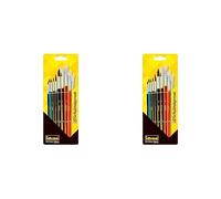 Idena 60103 - Set de pinceaux Scolaires, Set de 10 pinceaux Ronds et 4 pinceaux à Poils, laqués (Lot de 2)