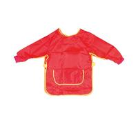 Idena 611184 - Tablier de bricolage pour enfants de 5 à 6 ans avec manches longues et fermeture velcro, de couleur rouge, idéal pour la peinture, le bricolage, la cuisine et la boue.