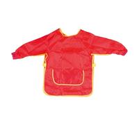 Idena 611188 - Tablier de bricolage pour enfants de 9 à 10 ans avec manches longues et fermeture velcro, de couleur rouge, idéal pour la peinture, le bricolage, la cuisine et la boue.