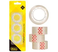 Idena 631052 - Film adhésif 3 pièces, 19 mm x 10 m, transparent