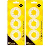 Idena 631053 - Film adhésif 3 pièces, 19 mm x 33 m, transparent (Lot de 2)