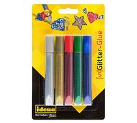 Idena 634137 - Glitter Glue, 5 couleurs à 10.5 ml, pour bricoler, décorer et créer