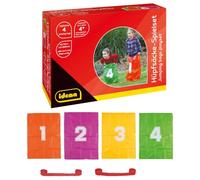 Idena 7408881 - Jeu de sacs gonflables avec 4 sacs gonflables, y compris le ruban pour le départ et l'arrivée, idéal pour les fêtes et les festivals de sport.