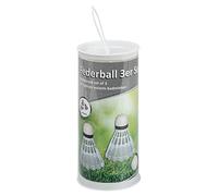Idena 7418409 - Set de 3 volants en plastique blanc, avec pointe en mousse, dans une boîte de transport ronde, accessoire de rechange pour chaque jeu de volant.