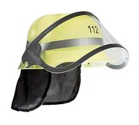 Idena 8040005 - Casque de pompier pour enfants, avec visière rabattable et foulard pour la nuque, ouvertures d'aération et rembourrage intérieur, 112, intervention, profession, casque de protection, pompier, pompier