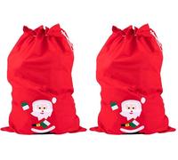 Idena 8580196 - Sac du Père Noël avec motif, rouge, 90 x 60 cm, feutre, cadeau (Lot de 2)